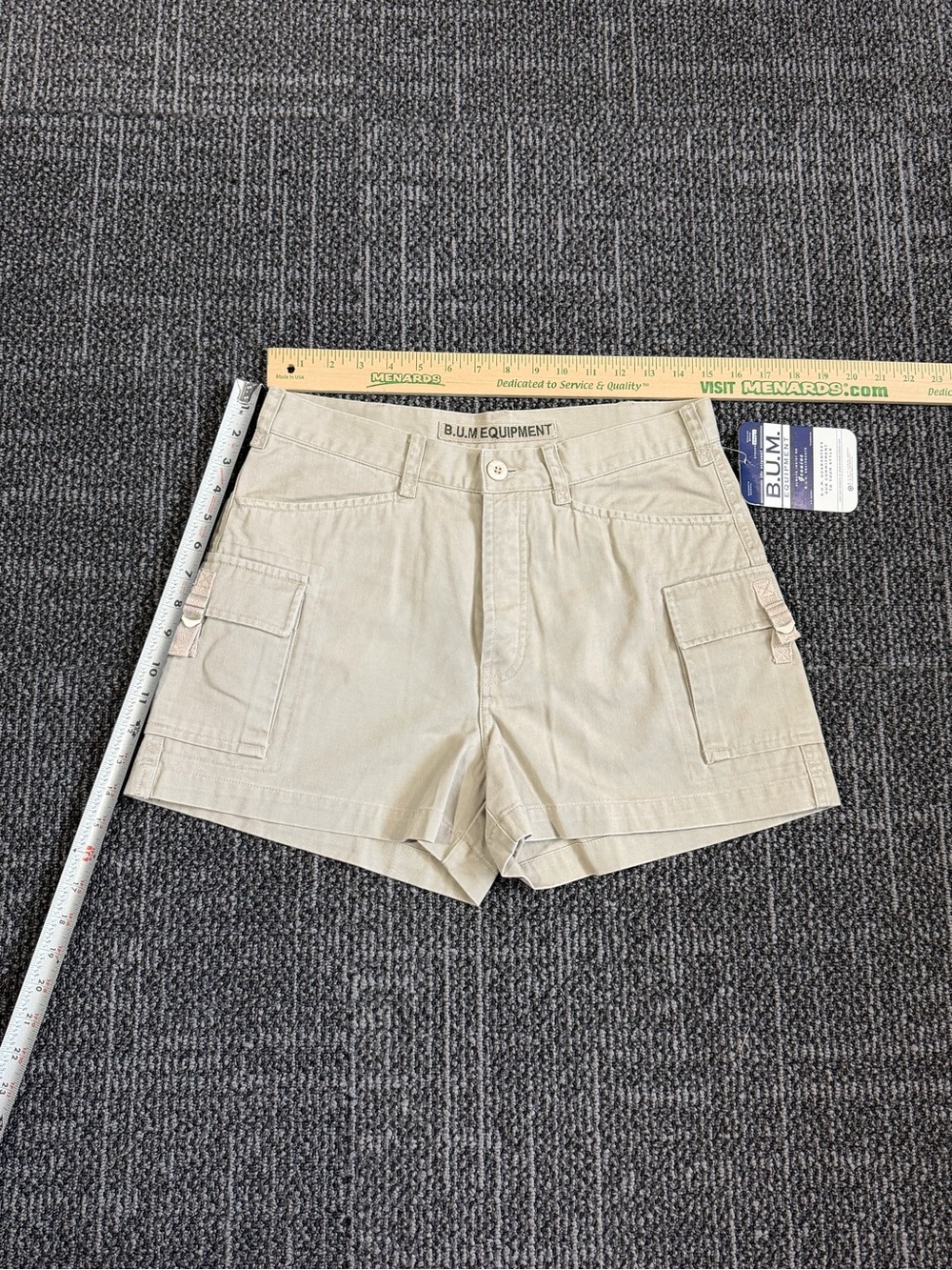 BUM Equipment VTG Vintage 90s Twill Khaki Cargo Shorts Pocket Womens 11/12 NWT